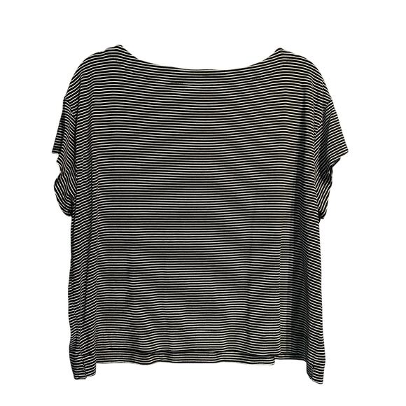 J.Jill Size Large Cap Sleeve Knit Top Wearever Collection Navy White Stripe - Picture 2 of 6